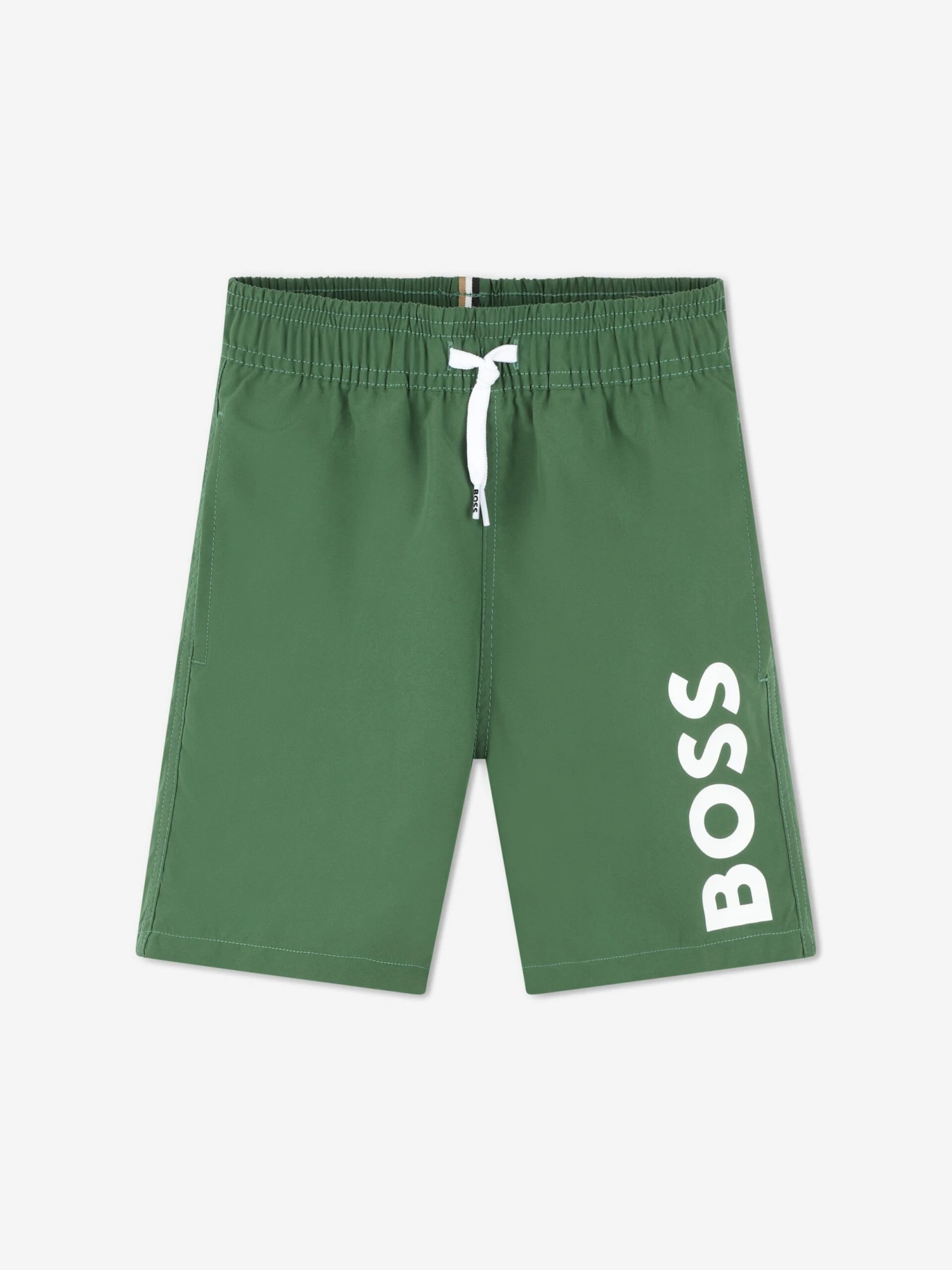 Boss Boys Logo Print Swim Shorts In Green 1 Boss Boys Logo Print Swim Shorts In Green