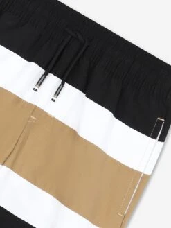 Boss Boys Striped Swim Shorts In Black -Childrens Clothing Store BOSS4068 BLACK 4