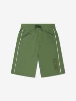 Boss Boys Embroidered Logo Shorts In Green