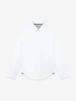 Boss Boys Long Sleeve Logo Shirt In White
