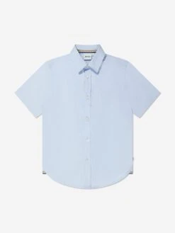 Boss Boys Short Sleeve Logo Shirt In Blue