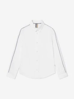 Boss Boys Long Sleeve Piping Shirt In White