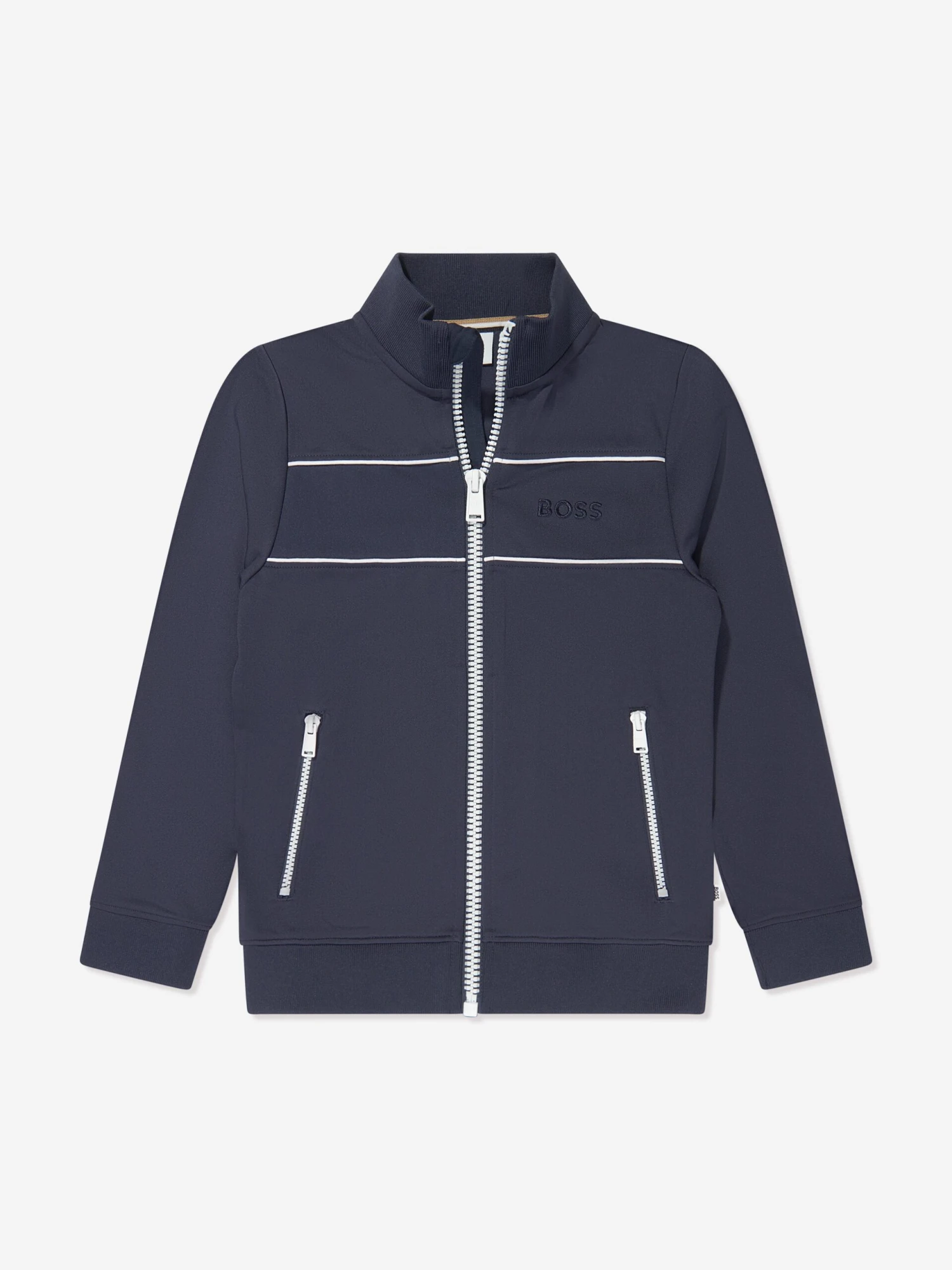 Boss Boys Zip Up Track Jacket In Navy 1 Boss Boys Zip Up Track Jacket In Navy