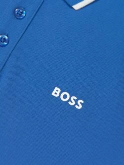Boss Boys Logo Print Polo Shirt In Blue 6 Boss Boys Logo Print Polo Shirt In Blue -Childrens Clothing Store BOSS4102 ELECTRIC BLUE 3
