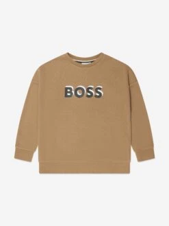Boys Embossed Logo Sweatshirt In Beige