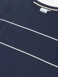 Boss Boys Embroidered Logo T-Shirt In Navy -Childrens Clothing Store BOSS4135 NAVY 3