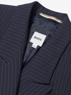 Boss Boys Striped Suit Jacket In Navy 8 Boss Boys Striped Suit Jacket In Navy -Childrens Clothing Store BOSS4139 NAVY 3