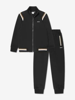 Boss Boys Logo Tracksuit In Black