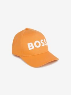 Boss Boys Logo Print Cap In Orange