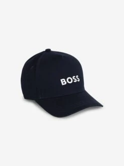 Boss Boys Logo Print Cap In Navy