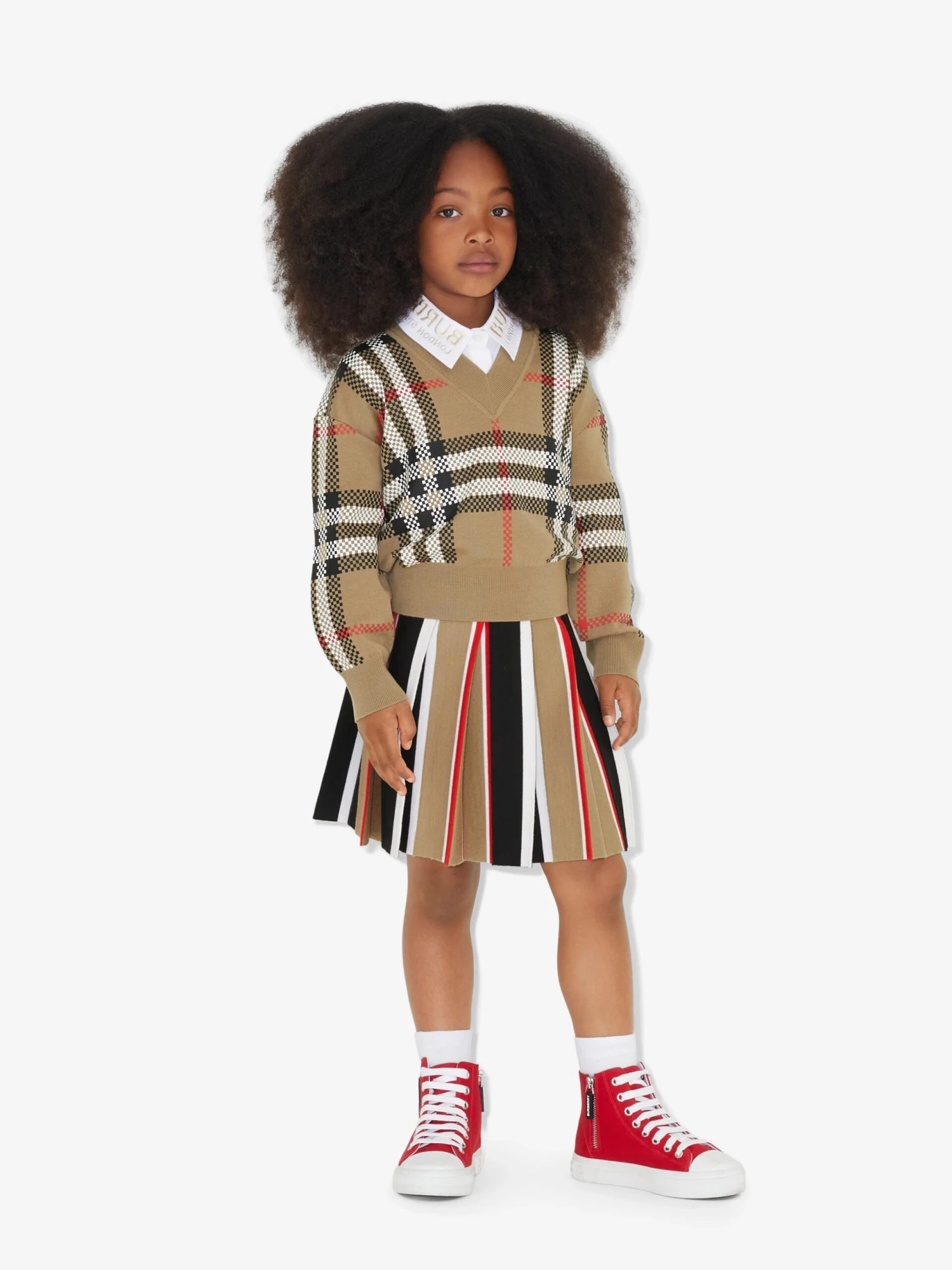 Girls Amelia Stripe Skirt In Archive Beige 2 Girls Amelia Stripe Skirt In Archive Beige - Image 2