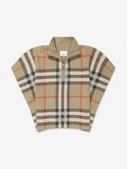 Girls Ginny Cape In Archive Beige Check