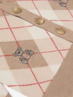 Boys Baile Bear Argyle Cardigan In Beige -Childrens Clothing Store BURA3097 B3344 4