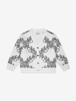Kids Baile Crest Cardigan In White