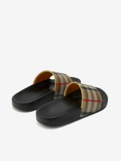 Kids Furley Check Sliders In Beige -Childrens Clothing Store BURBERRY 474305 3 6734a554 3548 4b71 8a5c 3ff90f3973e3