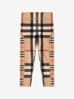Girls Isabella Check Leggings In Beige
