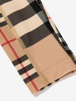 Girls Isabella Check Leggings In Beige -Childrens Clothing Store BURS3011 A7028 4