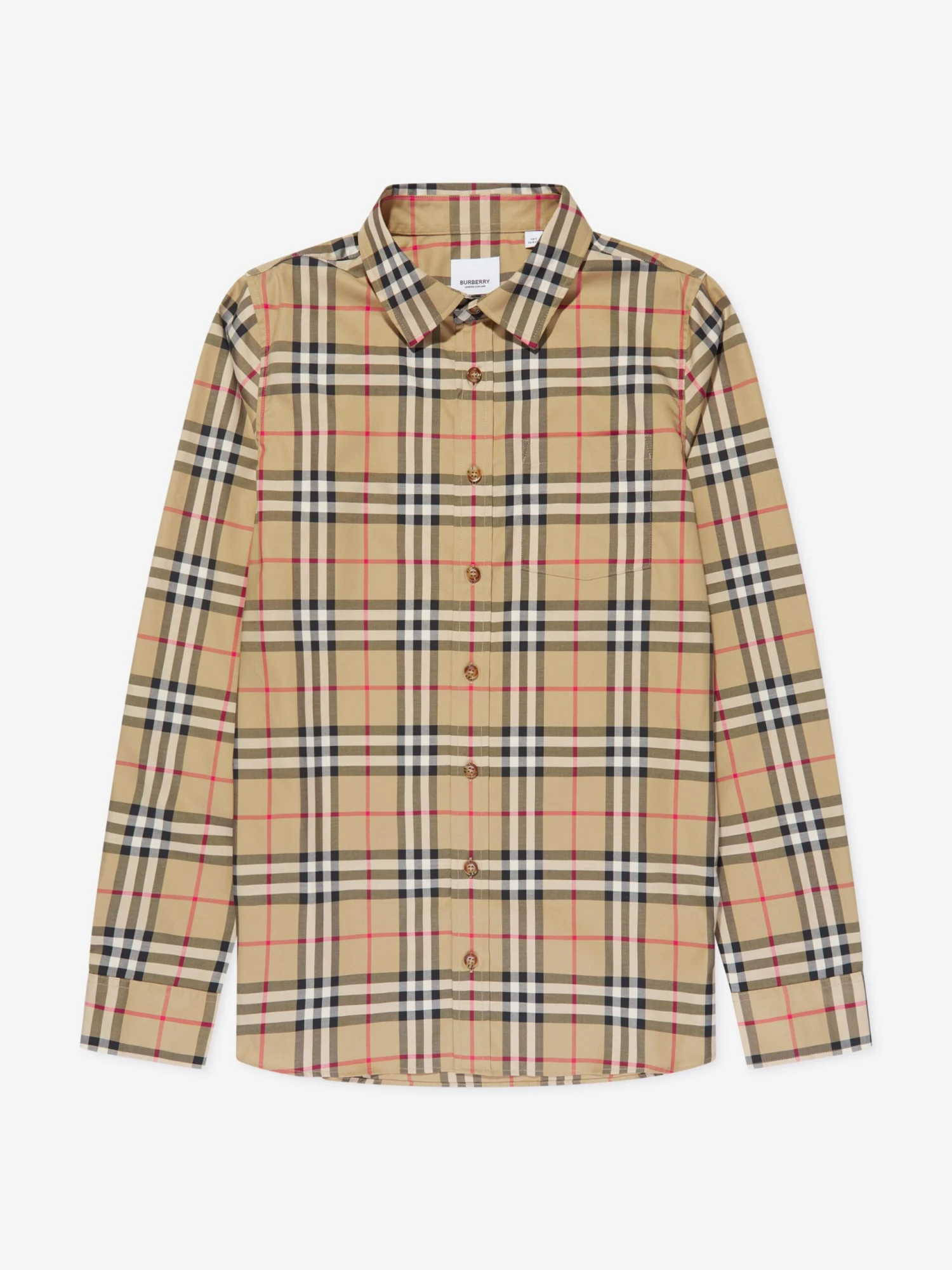 Boys Owen Long Sleeve Check Shirt In Beige 1 Boys Owen Long Sleeve Check Shirt In Beige