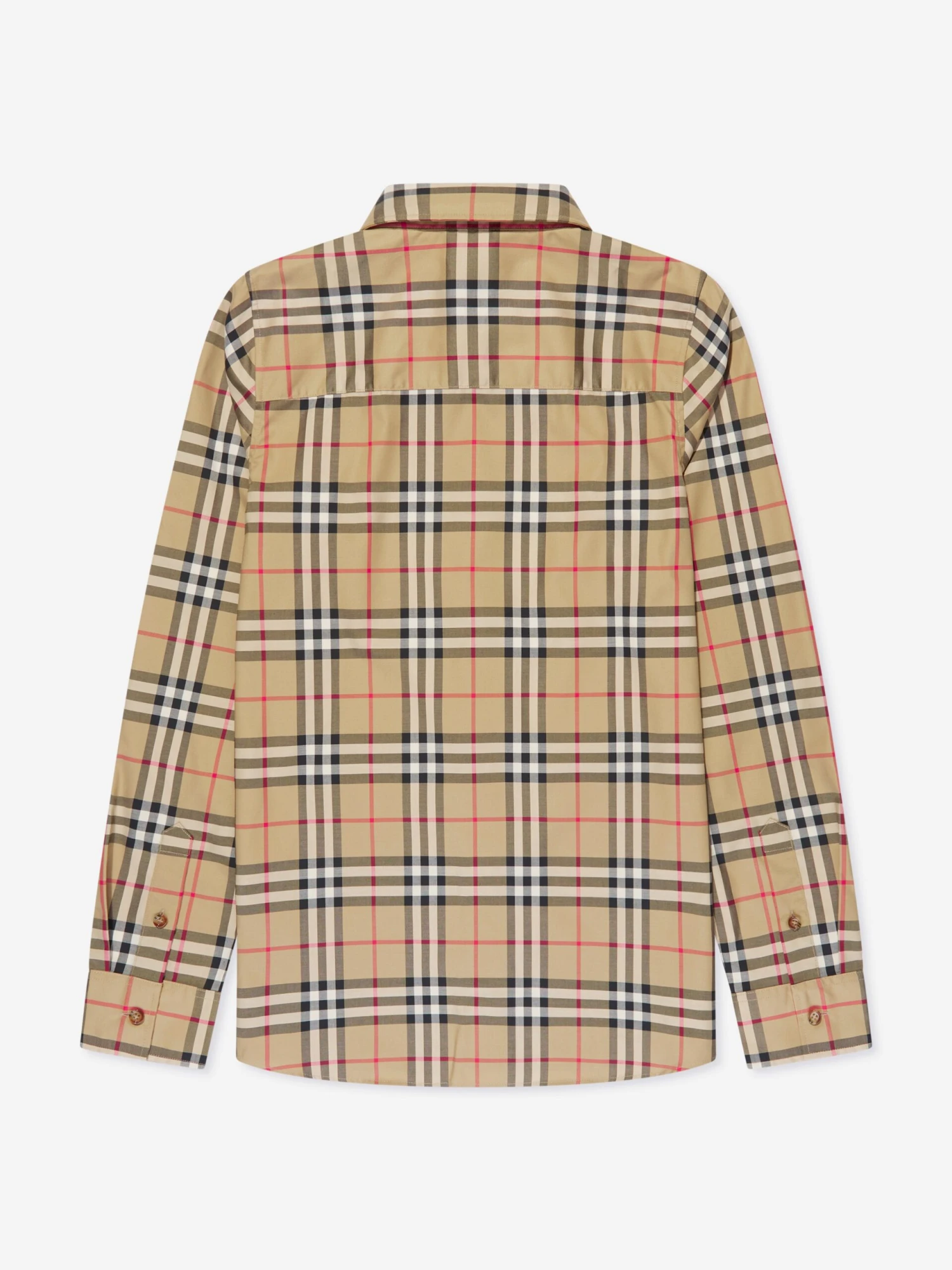Boys Owen Long Sleeve Check Shirt In Beige 2 Boys Owen Long Sleeve Check Shirt In Beige - Image 2