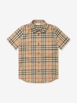 Boys Archive Check Owen Shirt In Beige
