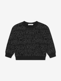 Calvin Klein Jeans Boys Glow In The Dark AOP Sweatshirt In Black