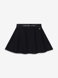 Calvin Klein Jeans Girls Punto Tape Flare Skirt In Black