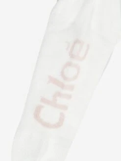 Chloé Girls Logo Ankle Socks In Ivory 15 Chloé Girls Logo Ankle Socks In Ivory -Childrens Clothing Store CHLA3019 117 4