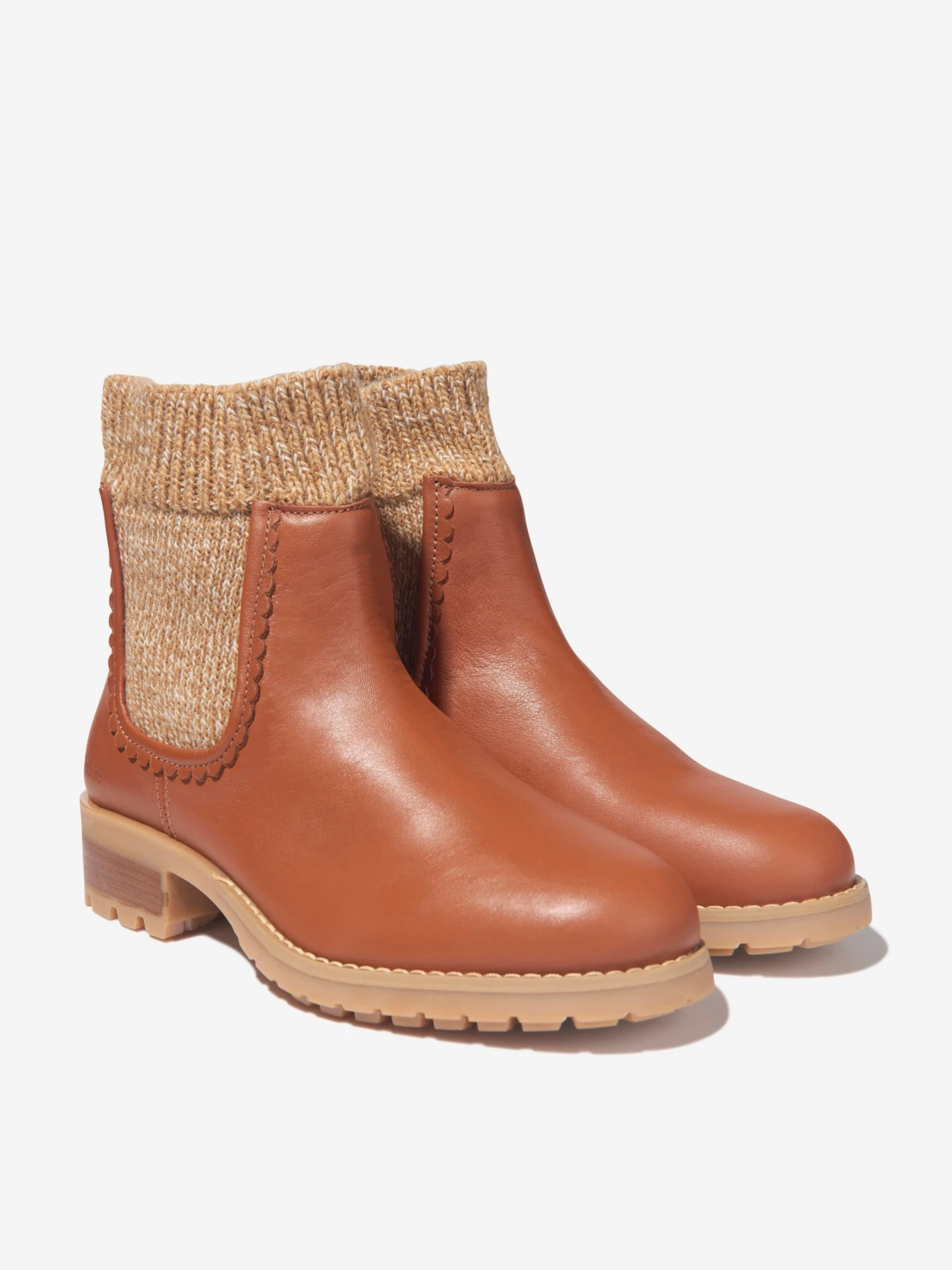 Chloé Girls Leather Knitted Ankle Boots 2 Chloé Girls Leather Knitted Ankle Boots - Image 2