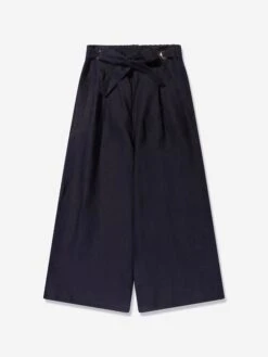 Chloé Girls Linen Trousers In Navy