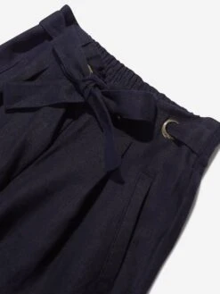Chloé Girls Linen Trousers In Navy -Childrens Clothing Store CHLS4041 NAVY 3