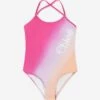 Chloé Girls Tie-Dye Logo Swimsuit In Pink
