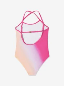 Chloé Girls Tie-Dye Logo Swimsuit In Pink 7 Chloé Girls Tie-Dye Logo Swimsuit In Pink -Childrens Clothing Store CHLS4061 PINK YELLOW 2