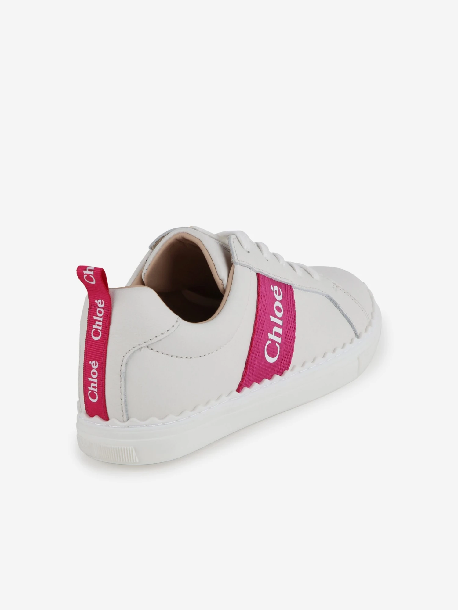 Chloé Girls Leather Logo Trainers In Ivory 2 Chloé Girls Leather Logo Trainers In Ivory - Image 2