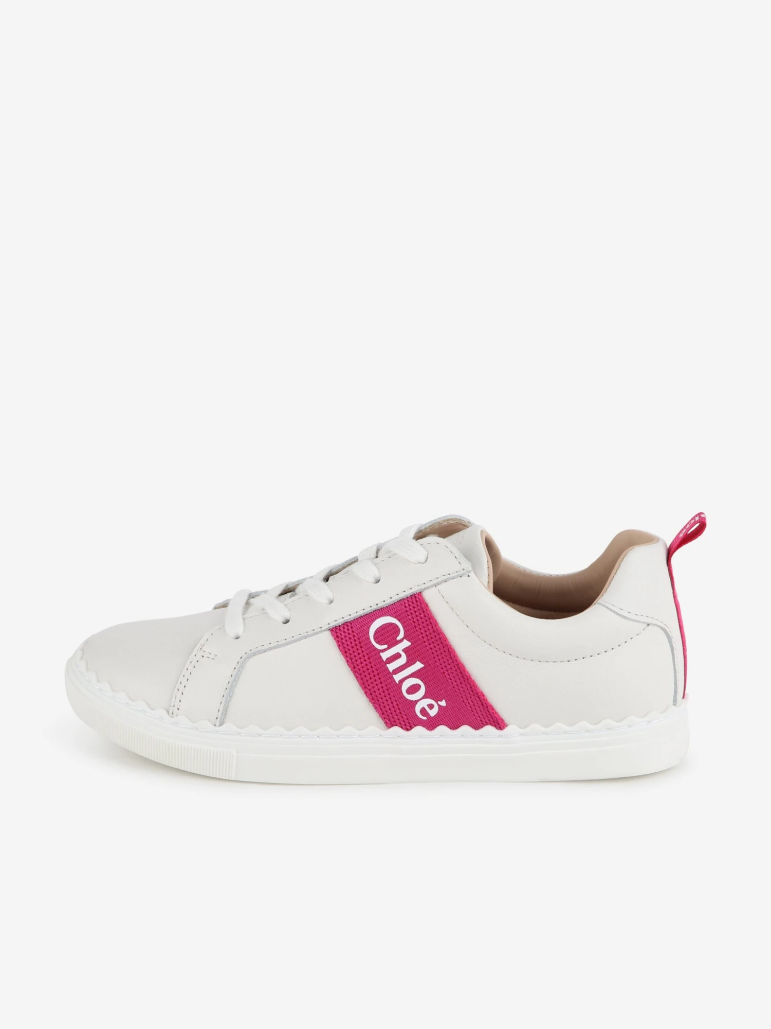 Chloé Girls Leather Logo Trainers In Ivory 4 Chloé Girls Leather Logo Trainers In Ivory - Image 4