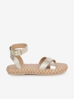 Chloé Girls Leather Strappy Sandals In Gold
