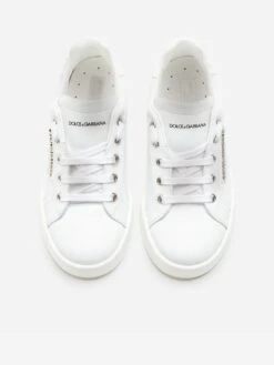 Unisex Leather Portofino Logo Trainers 7 Unisex Leather Portofino Logo Trainers -Childrens Clothing Store DAGA0015 WHITE 4