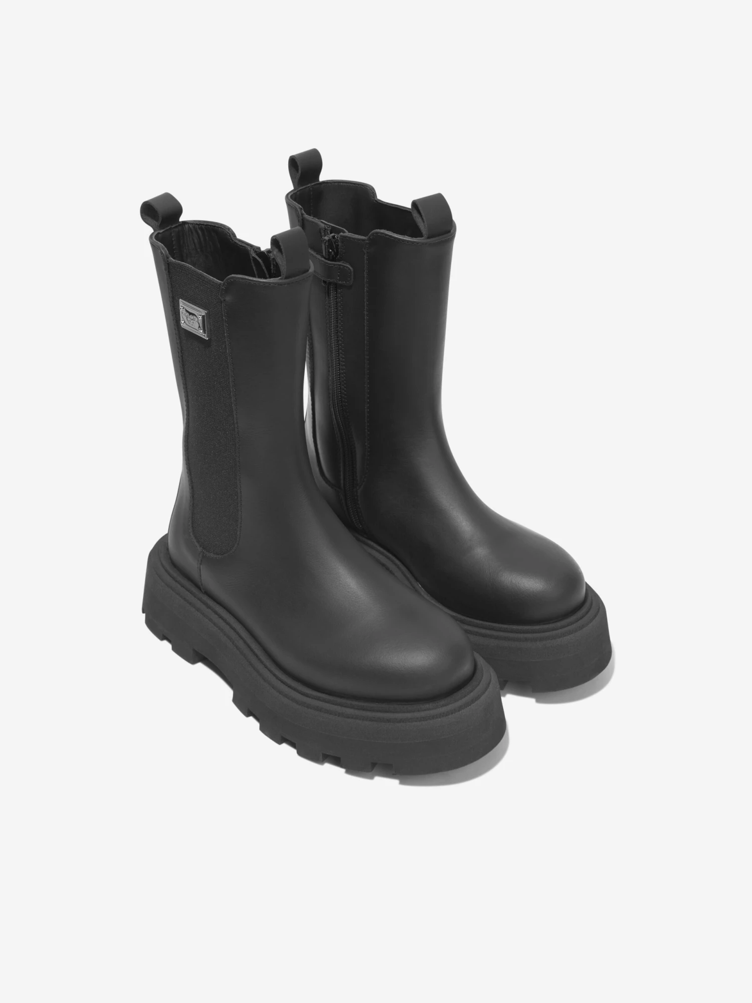 Girls Leather Boots In Black 2 Girls Leather Boots In Black - Image 2