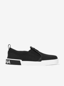 Boys Canvas Slip On Trainers In Black
