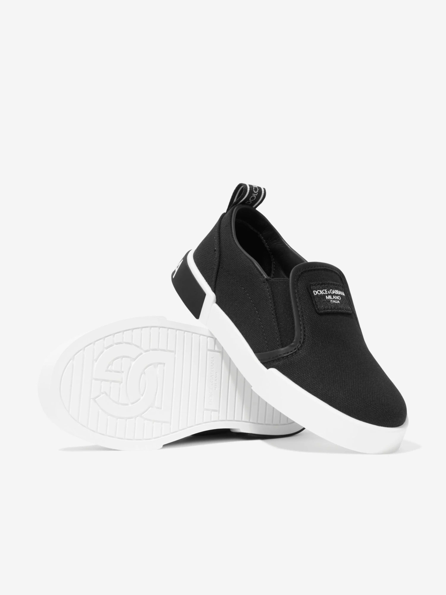 Boys Canvas Slip On Trainers In Black 2 Boys Canvas Slip On Trainers In Black - Image 2