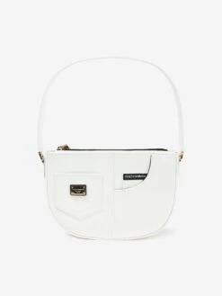 Girls Leather Logo Shoulder Bag In Ivory (18cm)