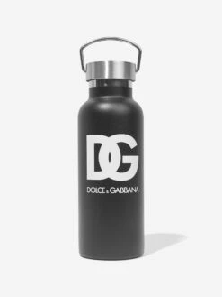 Kids Metal Logo Water Bottle In Black