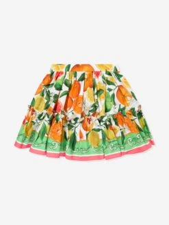 Girls Orange And Lemon Print Skirt In Multicolour