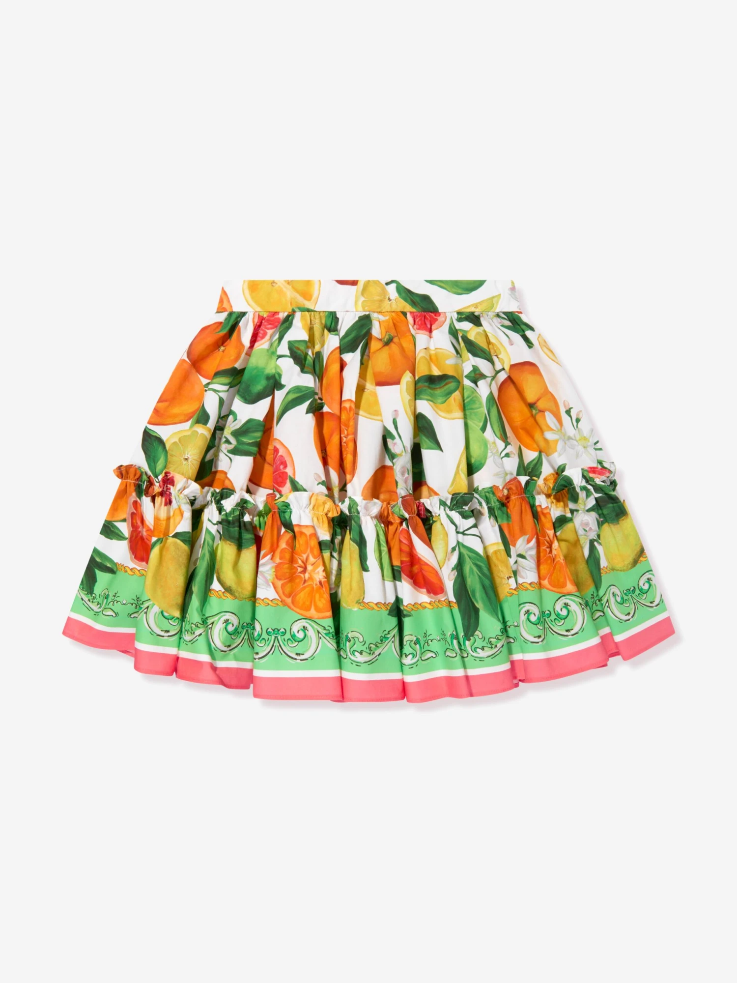 Girls Orange And Lemon Print Skirt In Multicolour 2 Girls Orange And Lemon Print Skirt In Multicolour - Image 2