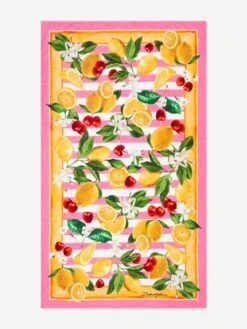 Girls Lemon And Cherry Beach Towel In Multicolour