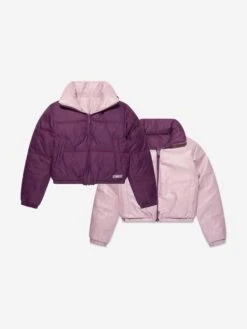 DKNY Girls Reversible Down Puffer Jacket In Purple