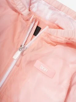 DKNY Girls Hooded Windbreaker In Pink -Childrens Clothing Store DKNS4032 PINK 3