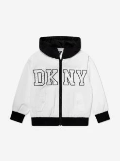 DKNY Kids Hooded Jacket In White