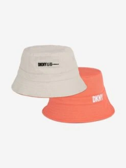 DKNY Kids Reversible Bucket Hat In Beige