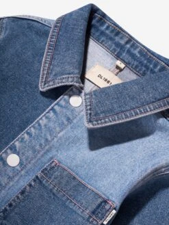 DL1961 Girls Manning Blocked Jacket In Blue -Childrens Clothing Store DL1S4018 FOUNTAIN BLOCKED 3