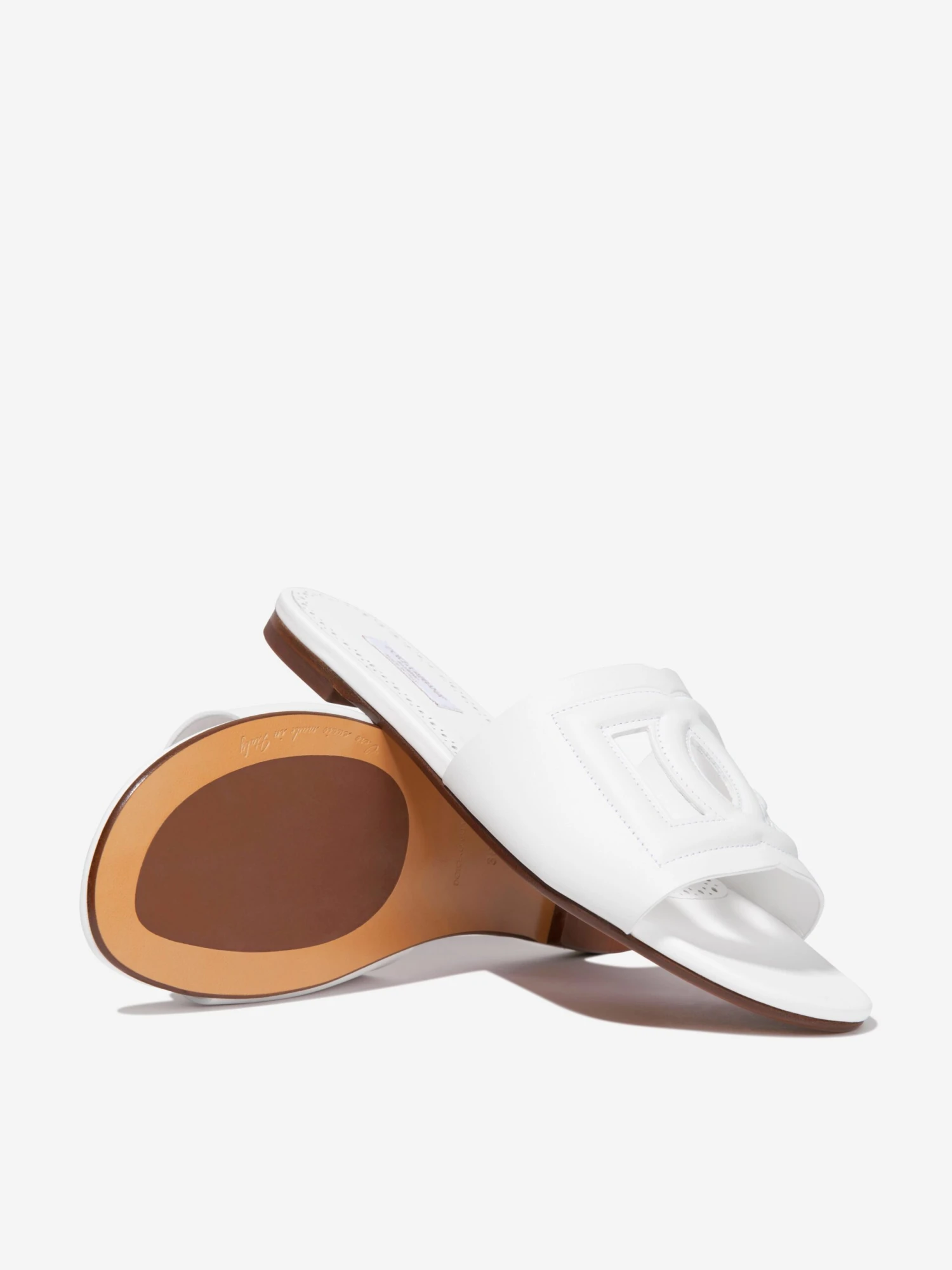 Girls Leather Cut Out Logo Sliders 2 Girls Leather Cut Out Logo Sliders - Image 2